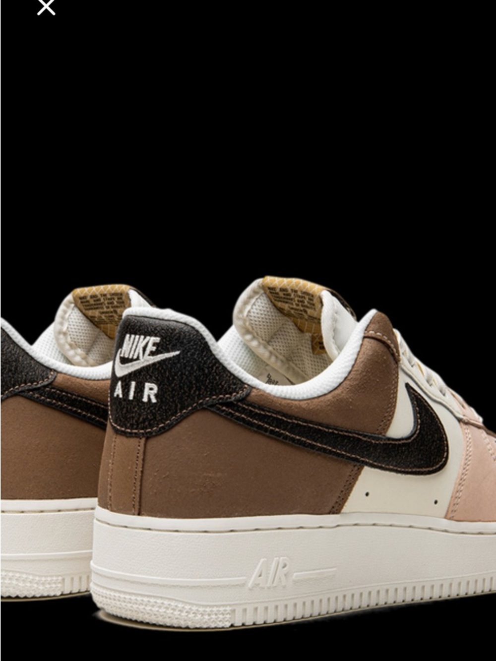 Nike Colorblock Air Force 1 Low in Pink, Brown, Cream with Black Swoosh - Picture 3 of 6